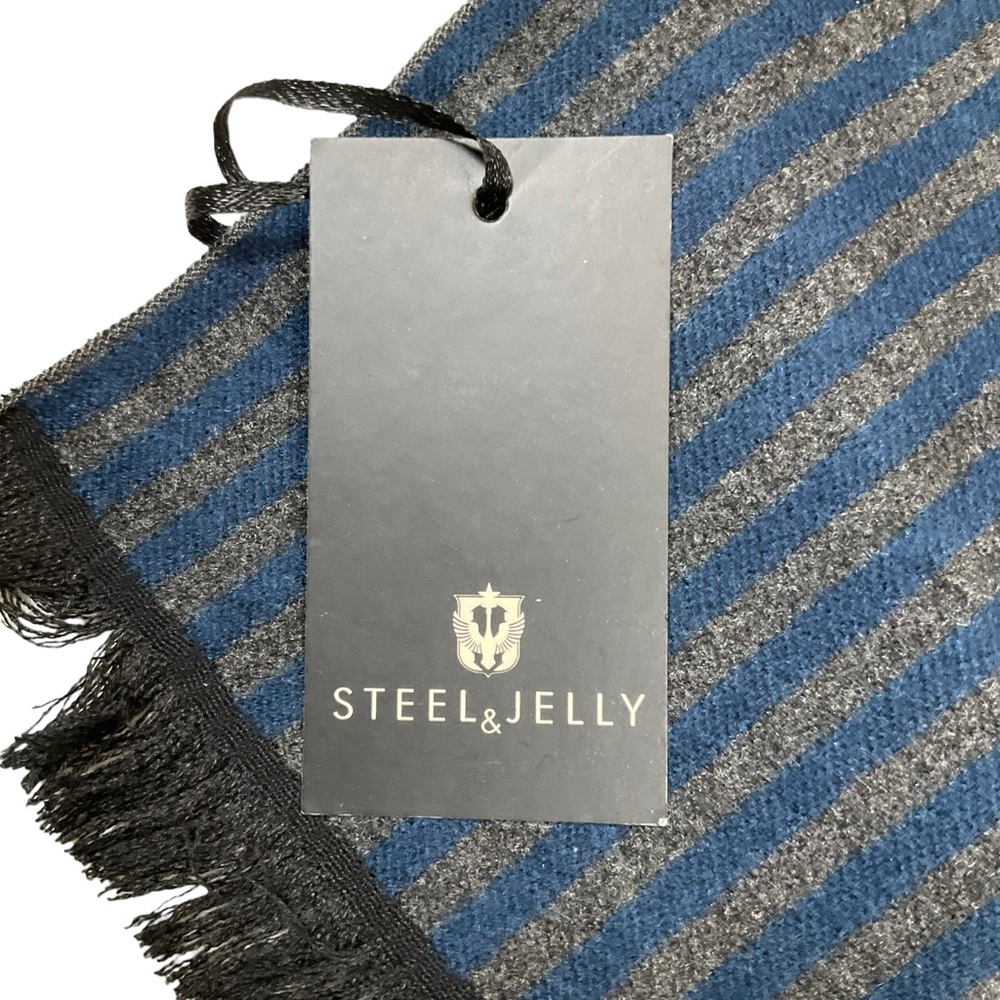 NWT Steel & Jelly Winter Scarf Blue Grey Dressy Warm Soft Classic - Picture 7 of 9